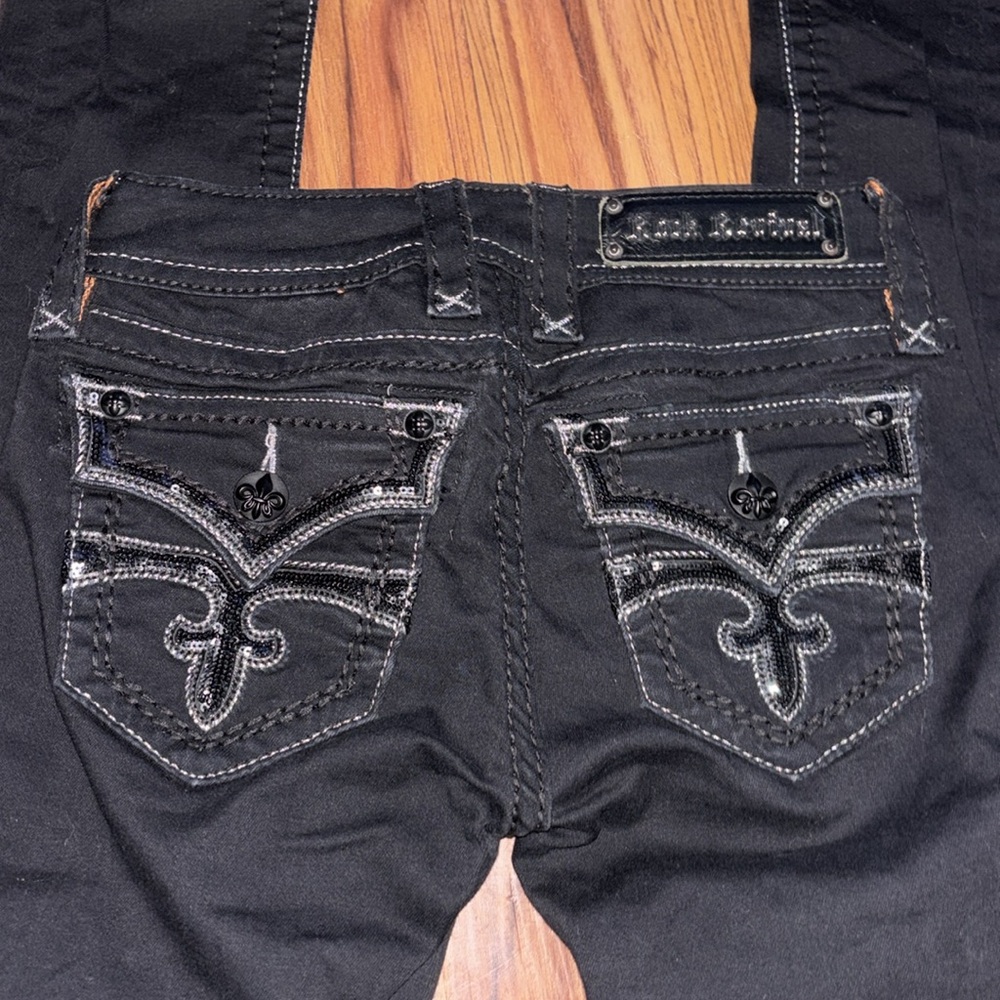 Black Embroidered Pocket Skinny Jeans - Picture 2 of 3